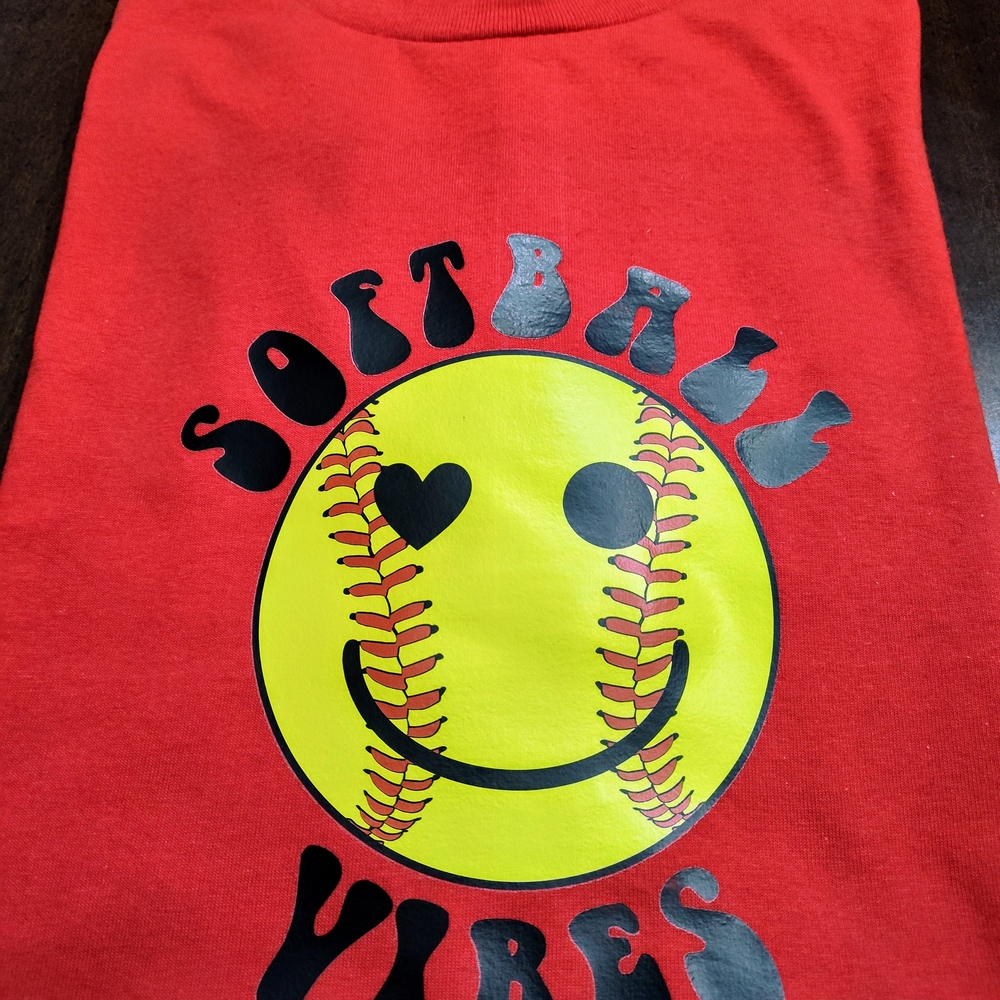 Red Softball Vibes Graphic Tee
